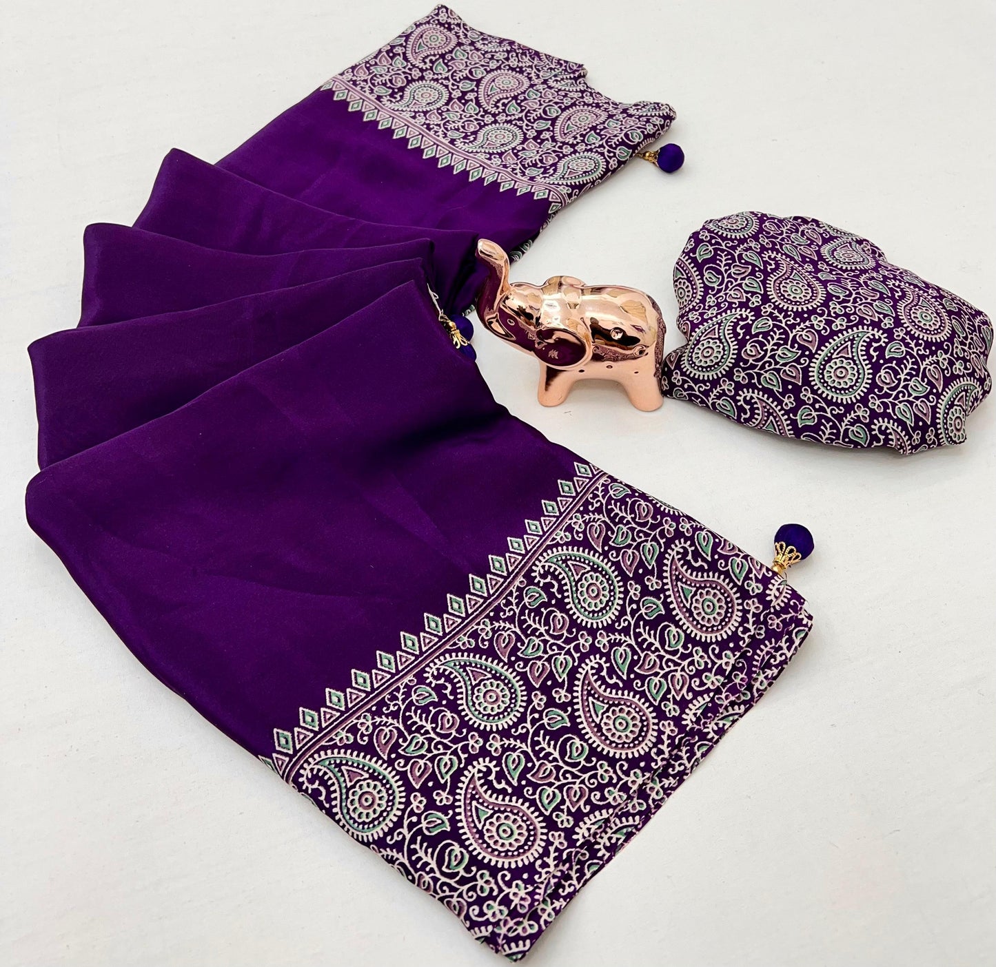 Pure Satin with Ajrak printed Sarees