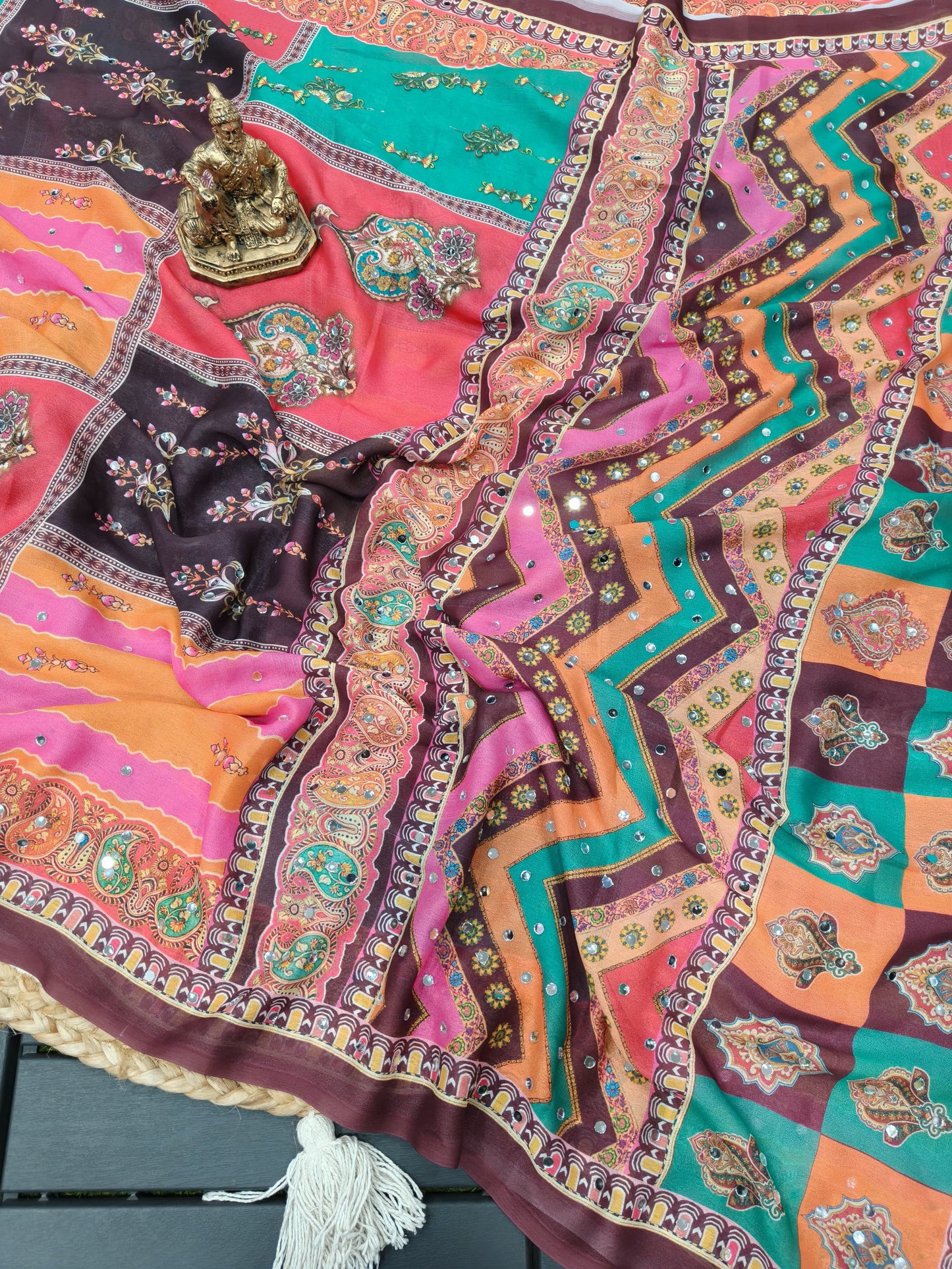 Heavy Marsh mellow georgette saree