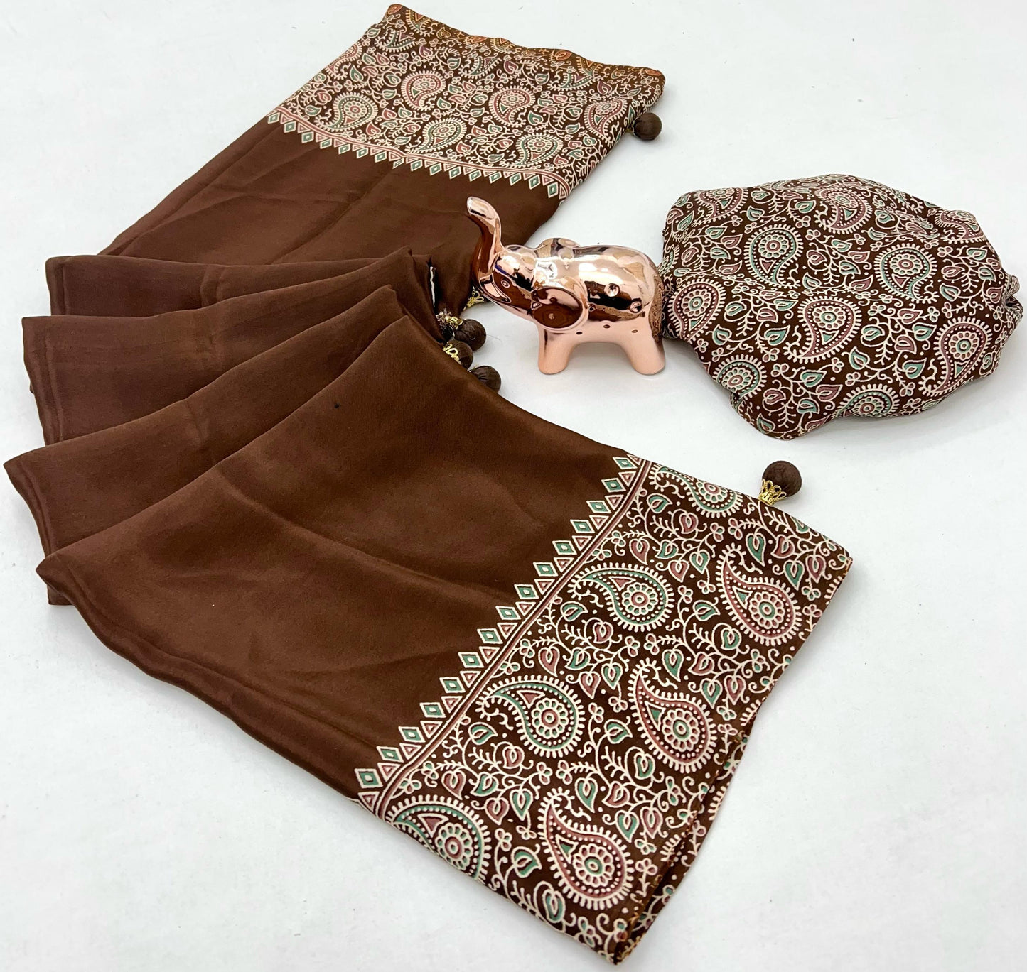 Pure Satin with Ajrak printed Sarees