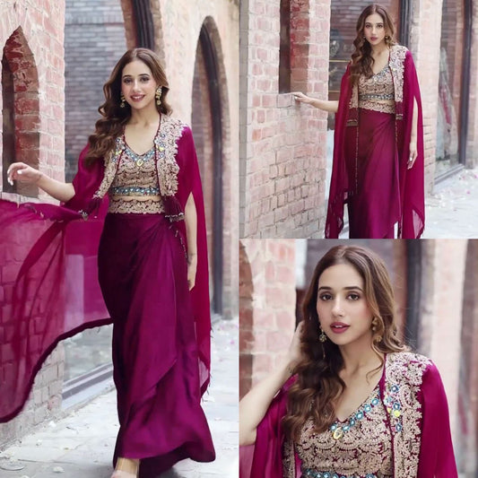 New Super Trending Party Wear Shrug with Sarara