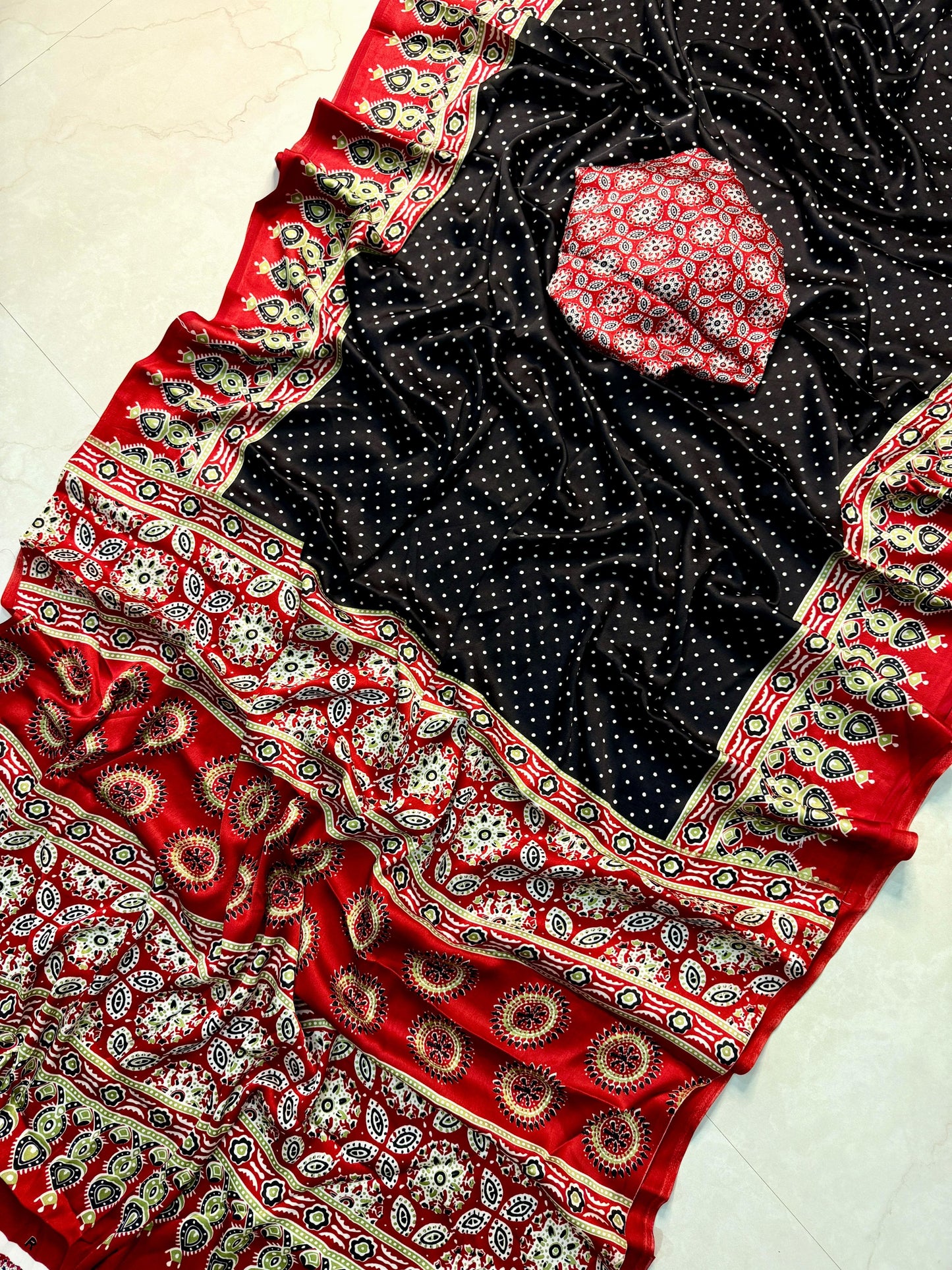 New AJRAKH  saree satin silk