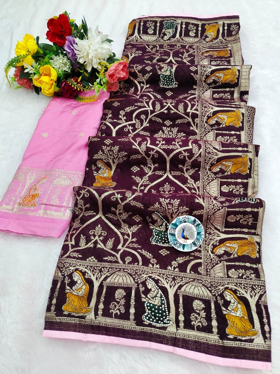 PURE DOLA BANARASI SAREE WEAVING JARI