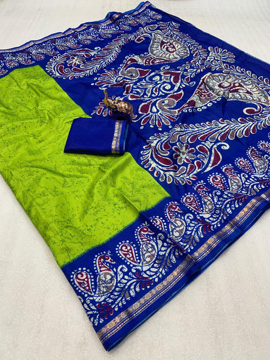 Dolla Silk Saree With Trending Kalamkari