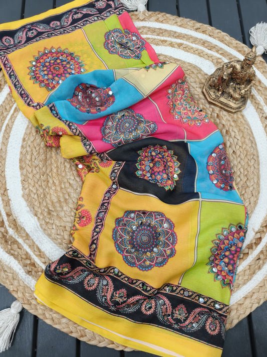 Heavy Marsh mellow georgette saree
