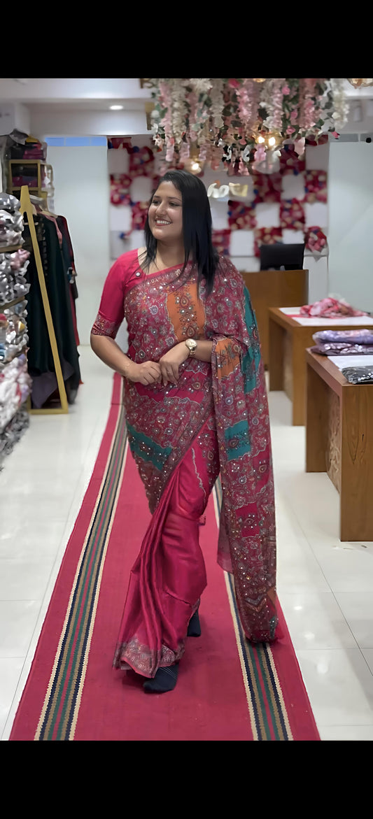 Heavy Marsh mellow georgette saree