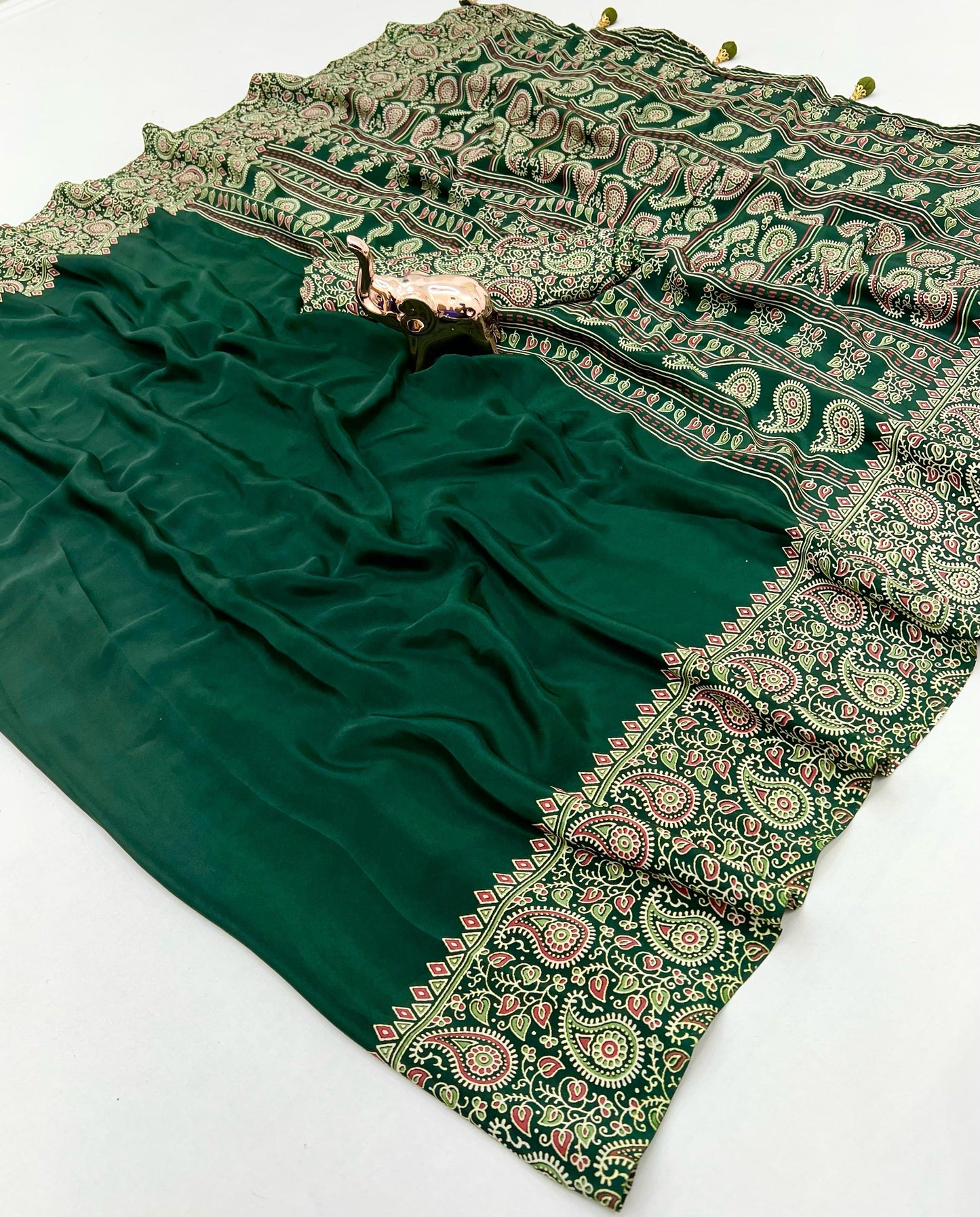 Pure Satin with Ajrak printed Sarees