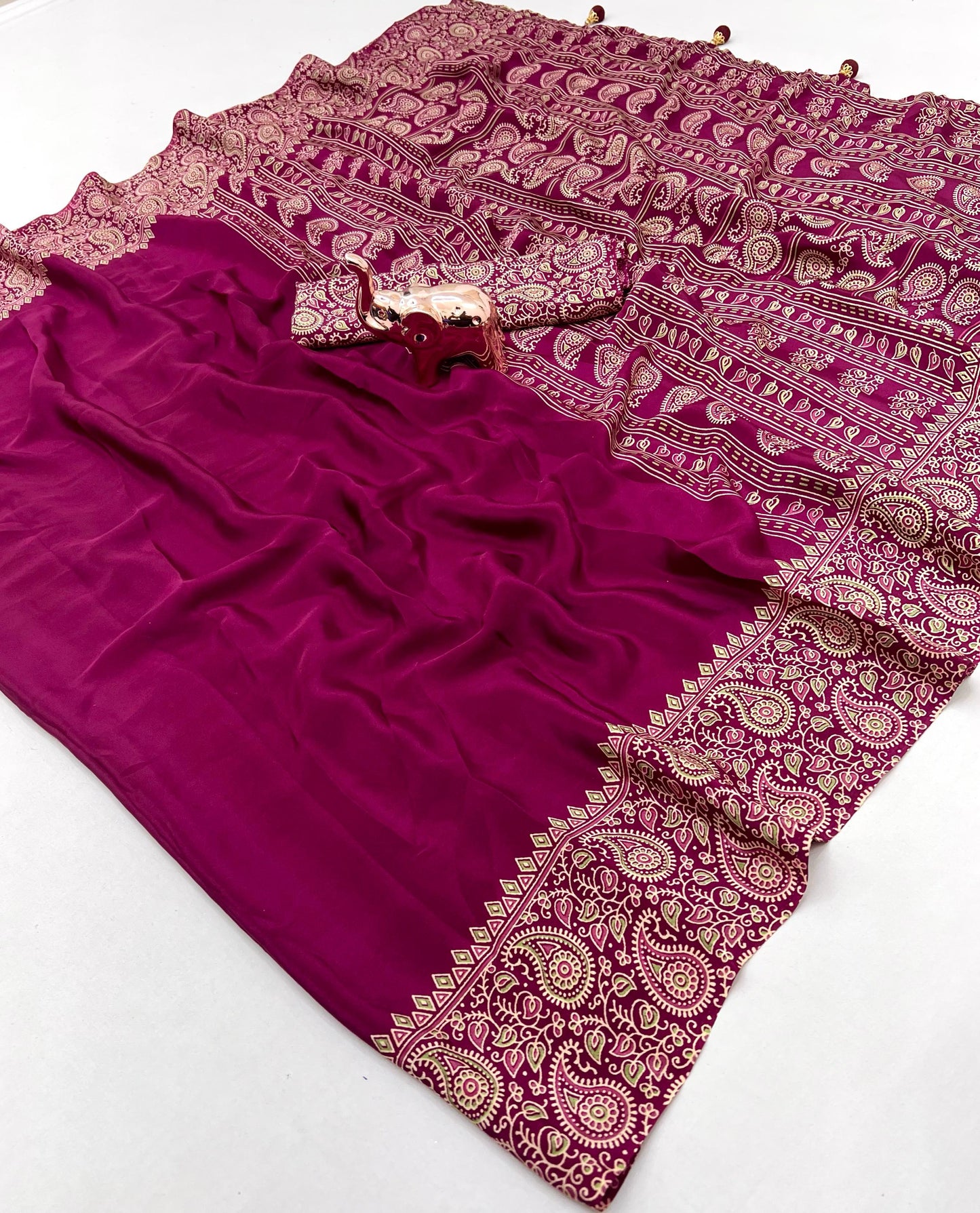 Pure Satin with Ajrak printed Sarees