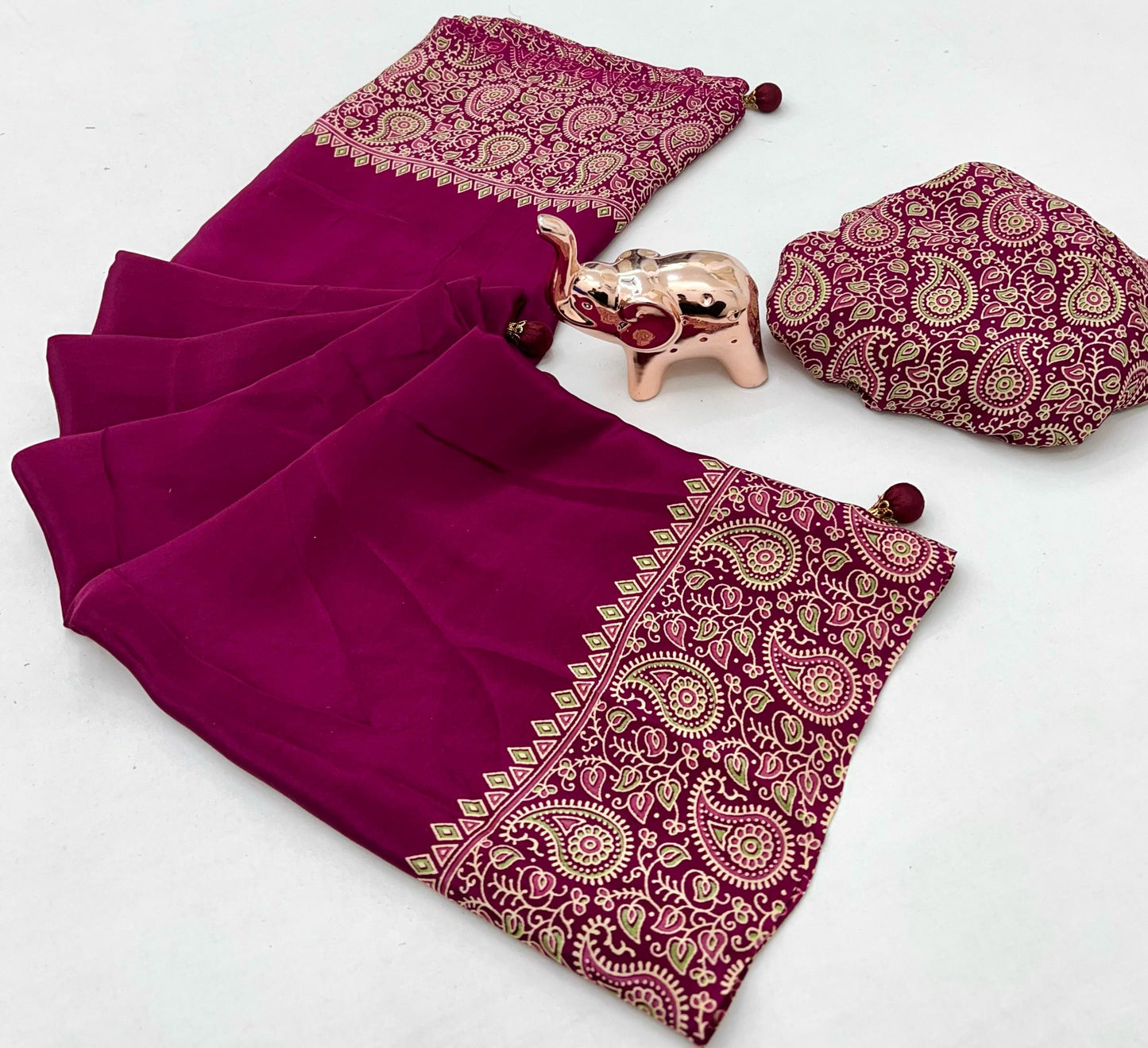Pure Satin with Ajrak printed Sarees