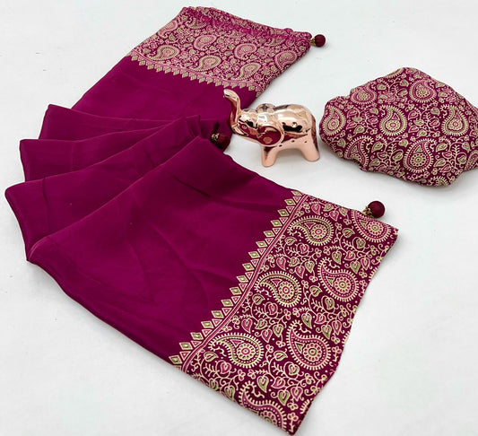 Pure Satin with Ajrak printed Sarees